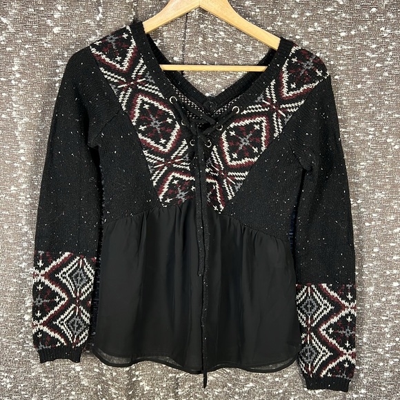 Abercrombie & Fitch Half Sweater Middle Pull String Top Shirt Blouse - Picture 1 of 6